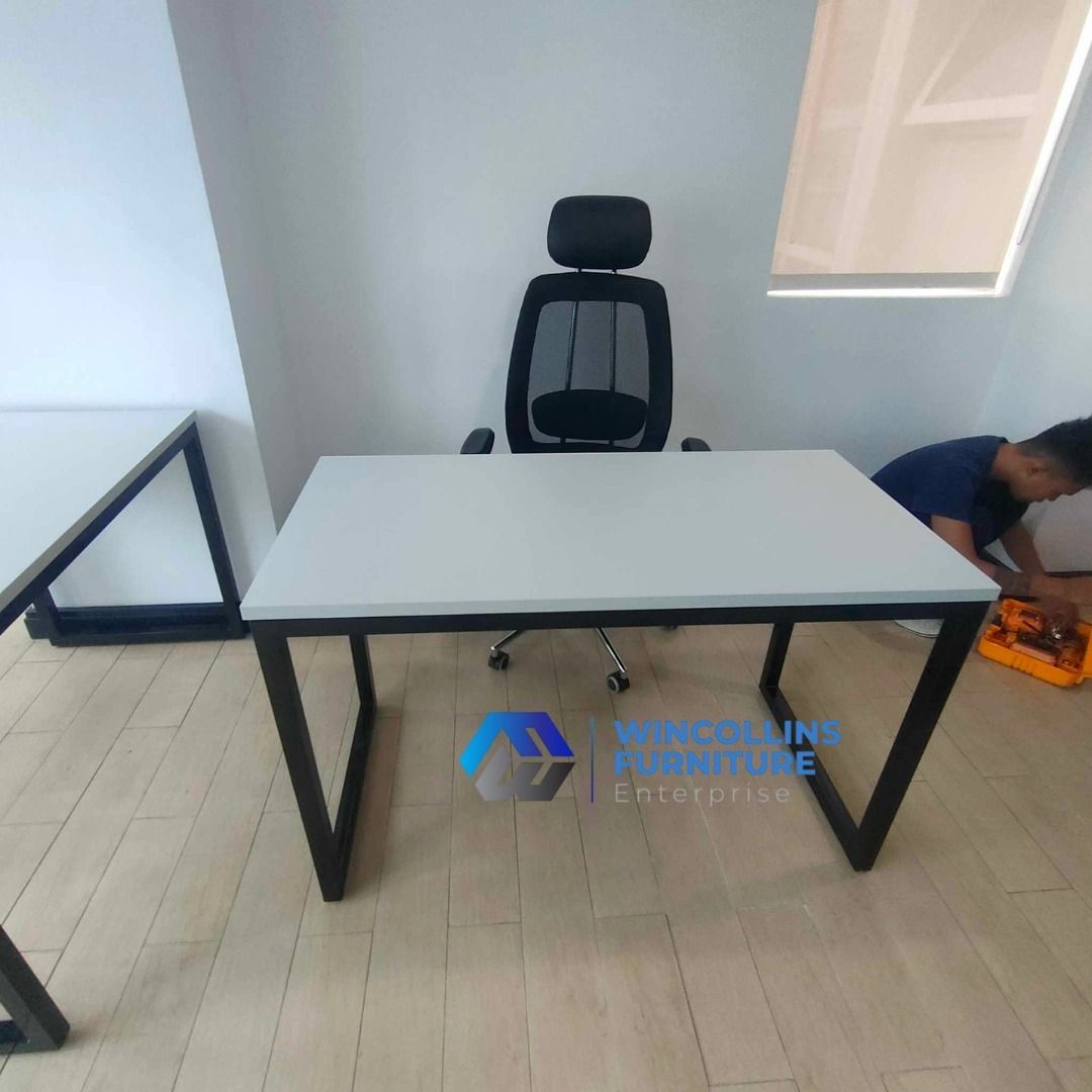 Office Table / Staff Work Table / Computer Table (Category: Tables & Sets) located in Manila. Submitted by wincollinsmayannrc (Listing ID 1454260926, Image 3). Description: Customized Office Table / Work Table made in laminated finish powder-coated metal legs Custom size, color and layout design.