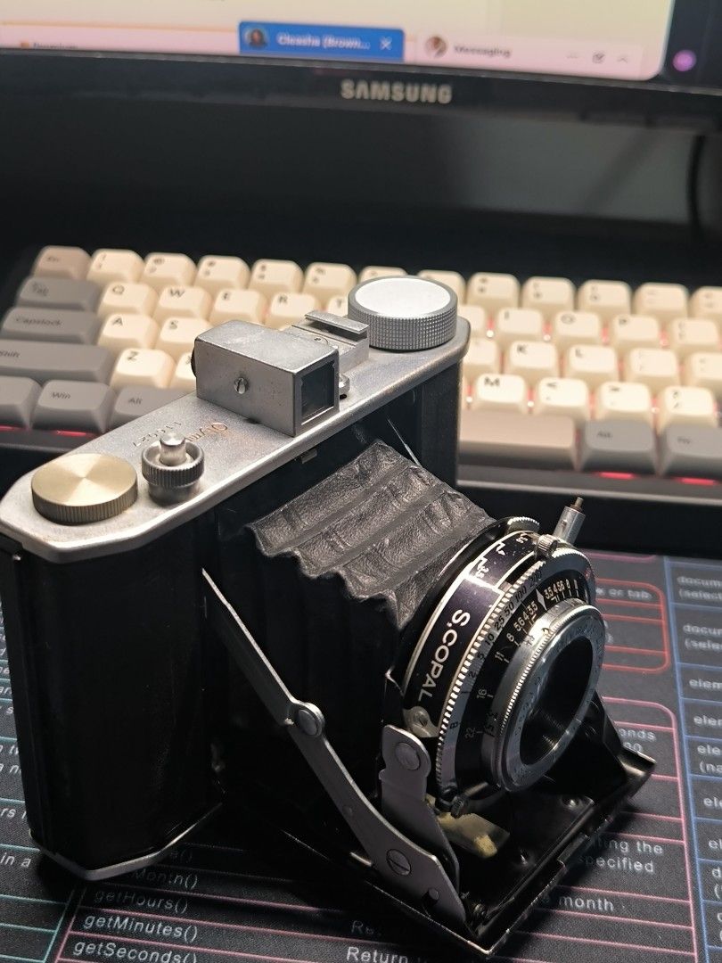 Olympus Six Folding Camera with Scopal lens medium format (Category: Cameras) located in Ajuy. Submitted by epicloafer50690 (Listing ID 1454355334, Image 1). Description: - Vintage Olympus Six folding camera - medium format - Features Scopal lens (f=7.5cm 1:3.5) - Bellows intact (does not seem to have any holes) - Signs of wear consistent with age - Personally cleaned and restored - Selling as is Issue: -back plate has a dent although it does not