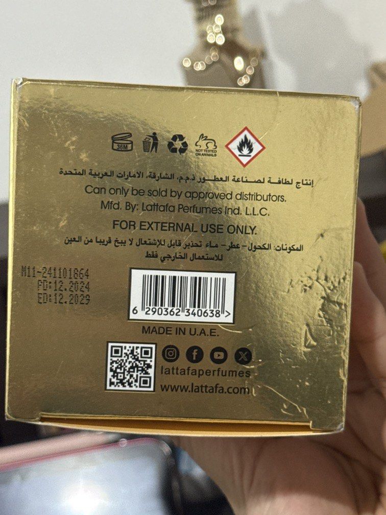 ORIGINAL Lattafa Eclaire 100ml (Category: Fragrance & Deodorants) located in Cavite. Submitted by declutterawi (Listing ID 1454302164, Image 3). Description: - 100% legit, from UAE pinasabuy ko sa papa ko - less than 4 sprays used - bianco latte copy!! - super long lasting, super bango!! spare ko lang kaya di nagamit.