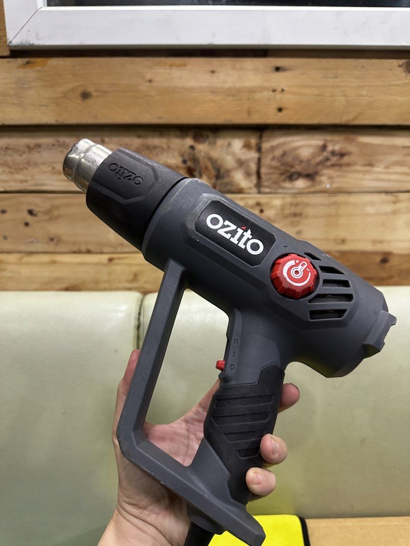 Ozito Heat Gun (Category: Construction Tools & Equipment) located in Apalit. Submitted by aclyd (Listing ID 1454310812, Image 1). Description: - Ozito Heat Gun - Features 2 adjustable heat settings (controlled by red dial) - Ideal for various DIY projects - In excellent working condition - Selling as it's no longer required.