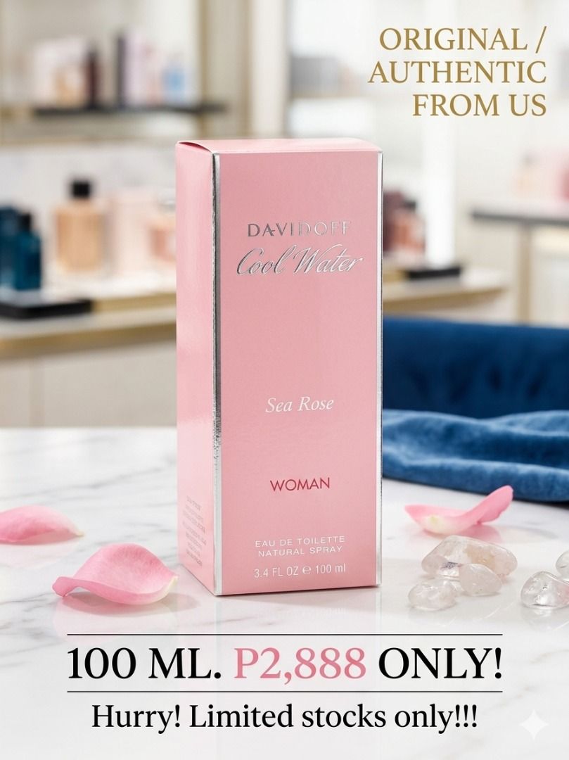 Perfume | Davidoff Cool water Sea rose | 100ml (Category: Fragrance & Deodorants) located in Valenzuela. Submitted by adrianrg (Listing ID 1454201838, Image 1). Description: 🌹 Experience the perfect blend of delicate pink peony and crisp ocean air. Bring home the iconic Davidoff Cool Water Sea Rose for Women (100ml). Perfect for everyday elegance or a beautiful gift. ✔️ Guaranteed Original / Authentic from US 💸 Grab yours for only P2,888! 🚨 Hu