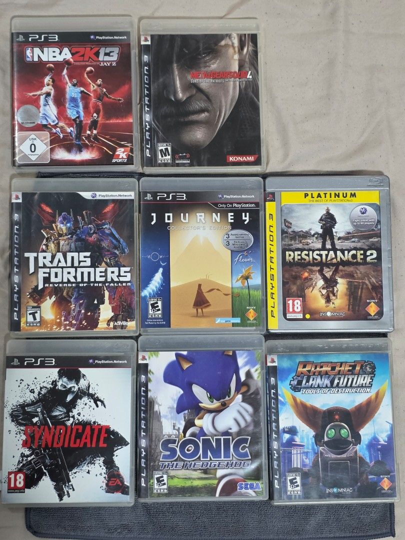 PS3 Game Bundle (Category: PlayStation) located in Legazpi City. Submitted by fnexpress (Listing ID 1453906369, Image 1). Description: Kindly read! PS3 Bundle for sale. Bundle price- 3.5k FIXED All games are complete with manuals and inserts (CIB) unless stated otherwise. Individual prices: Transformers Revenge of the Fallen- 850 Syndicate - 550 Ratchet & Clank Future: Tools of Destruction- 750 Sonic the Hedgehog- 550 Journey Collector's Edition 