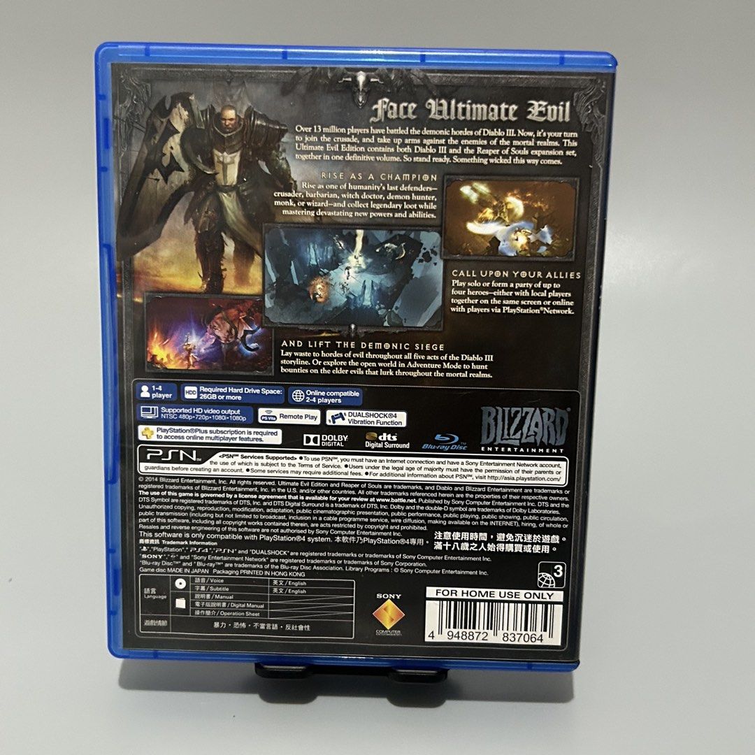 PS4: Diablo 3 (Category: PlayStation) located in Quezon City. Submitted by argamenest (Listing ID 1454190618, Image 2). Description: Tested and Working location: Fairview QC.