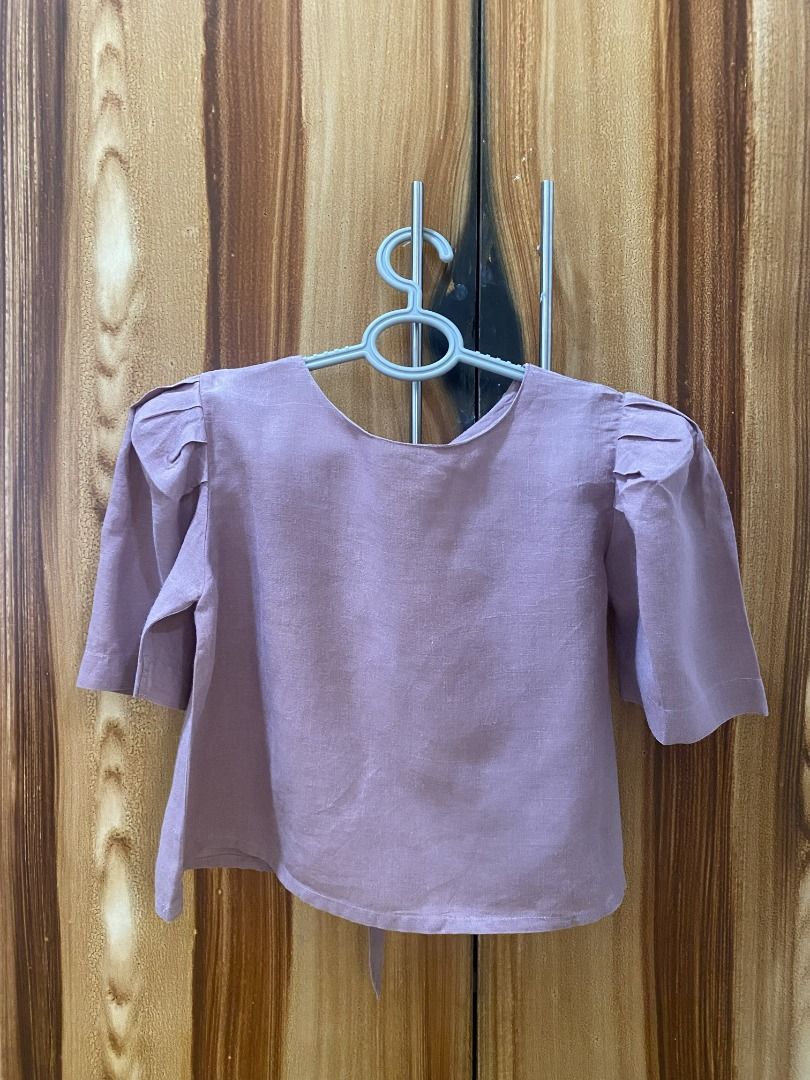 Puff Sleeve Tie Front Top - Mauve (Category: Blouses) located in Baguio. Submitted by thriftntrend. (Listing ID 1454271871, Image 1). Description: Original price: 1,511.00 PRELOVED & WELL-LOVED Color: Coin (Pink to Mauve) Size: Small Bust: 31-33 Waist: 24-26 Hips: 34-36.