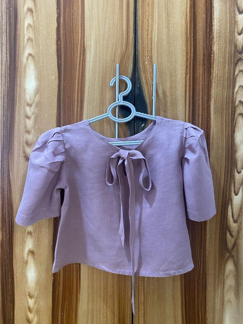Puff Sleeve Tie Front Top - Mauve (Category: Blouses) located in Baguio. Submitted by thriftntrend. (Listing ID 1454271871, Image 2). Description: Original price: 1,511.00 PRELOVED & WELL-LOVED Color: Coin (Pink to Mauve) Size: Small Bust: 31-33 Waist: 24-26 Hips: 34-36.