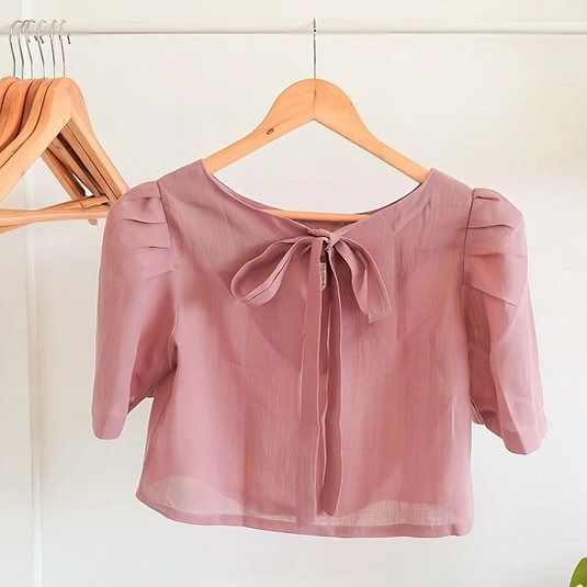Puff Sleeve Tie Front Top - Mauve (Category: Blouses) located in Baguio. Submitted by thriftntrend. (Listing ID 1454271871, Image 3). Description: Original price: 1,511.00 PRELOVED & WELL-LOVED Color: Coin (Pink to Mauve) Size: Small Bust: 31-33 Waist: 24-26 Hips: 34-36.