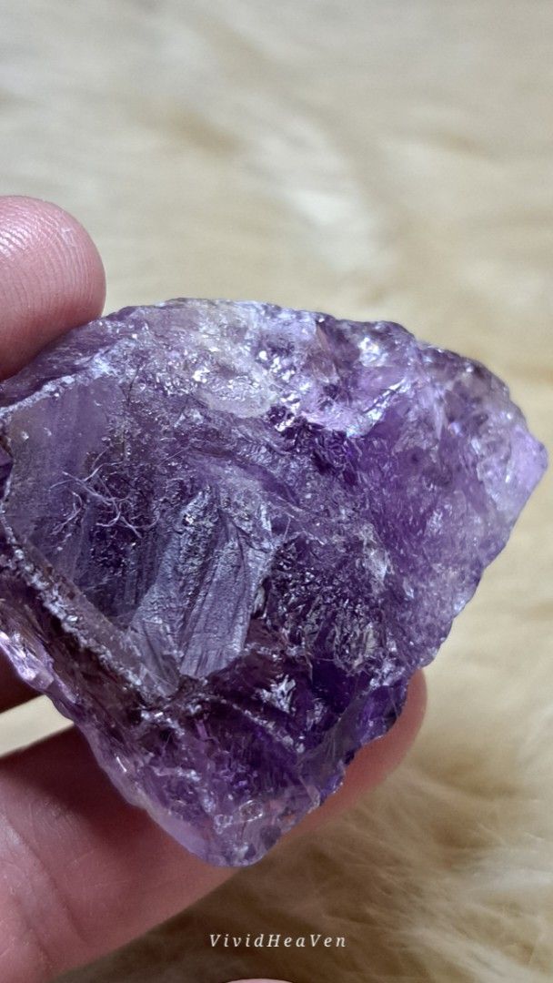 Raw Amethyst Crystal Cluster - Natural Purple Gemstone (Category: Precious Stones) located in Quezon City. Submitted by crystallinehaven (Listing ID 1454269738, Image 3). Description: RAW NATURAL RAINBOW AMETHYST GEMSTONE ♦️1 AVAILABLE ONLY ♦️488 neg - Genuine raw amethyst crystal with rainbow inclusion - Deep, rich purple color - Unique natural formations - Coin-sized (refer to last photo for scale - Please note: Natural stone, so expect slight 