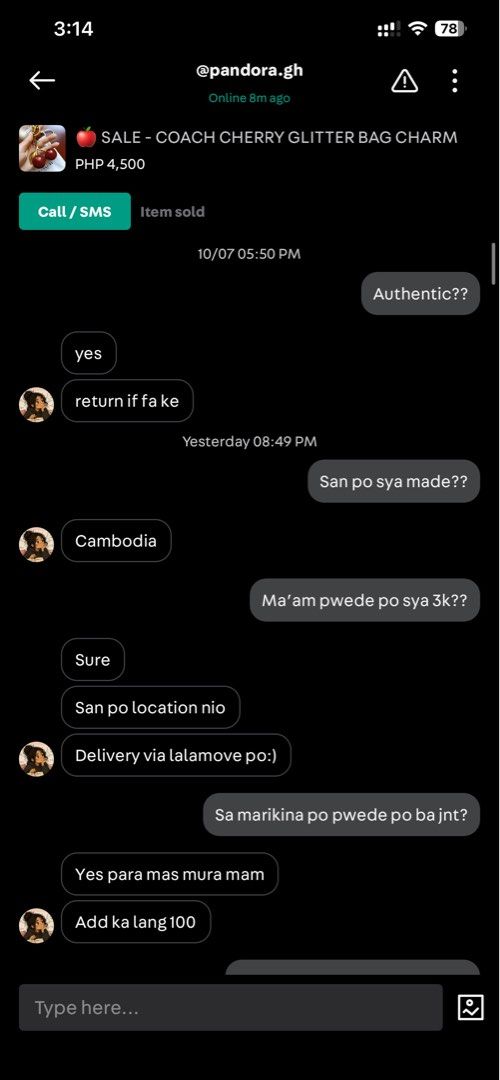 REPORT THIS SCAMMER - @pandora.gh (Category: Announcements) located in Marikina City. Submitted by bimbems (Listing ID 1454249428, Image 1). Description: - SCAMMER TO PLEASE REPORT .