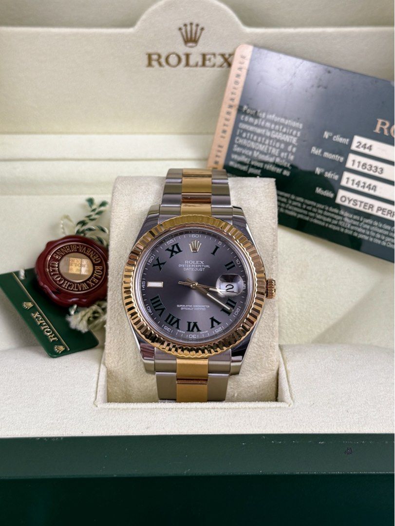 Rolex Datejust 41 Wimbeldon (Category: Luxury Watches) located in San Juan City. Submitted by arvinlim (Listing ID 1454229383, Image 3). Description: Rolex Datejust 41mm Two Tone Yellow Gold Complete Set 675,000 slightly negotiable.