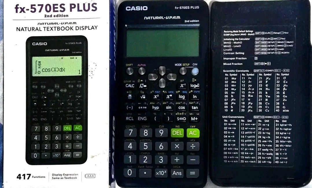 SCIENTIFIC CALCULATOR (CASIO fx-570ES PLUS) (Category: Looking For) located in Manila. Submitted by marizadelr18615 (Listing ID 1454357150, Image 2). Description: CASIO fx-570ES PLUS •All buttons are working •There's a white mark sa ON BUTTON but working. •May scratch and marks lang ang box but all goods with manual. LOC: BULSU (Malolos) or Around Malolos, Bulacan PRICE: 500 PESOS ONLY!.