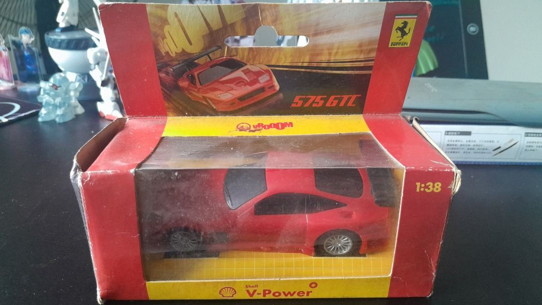 Shell - V-Power Ferrari 575 GTC (Category: Vehicle & Diecast Models) located in Cainta. Submitted by lesleyblckvlvt (Listing ID 1454238300, Image 1). Description: A genuine Shell Ferrari 575 GTC model car from the 2006 Ferrari Collection. Good for diecast collectors, Ferrari enthusiasts, or anyone collecting Shell V-Power promo sets. - The original exterior box is included, although the box shows noticeable signs of shelf wear and deterioration d