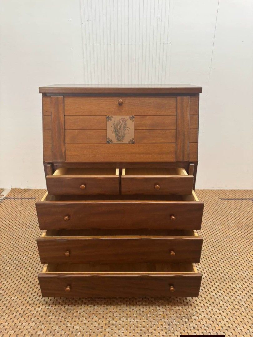 Study Table (Category: Tables & Sets) located in Meycauayan. Submitted by marygracecasimiro (Listing ID 1454213001, Image 2). Description: Traditional Drop-Front Writing Desk with Storage Drawers Price: 11,500 L33.5 x W17/30 x H43.5/29 In good condition💚.