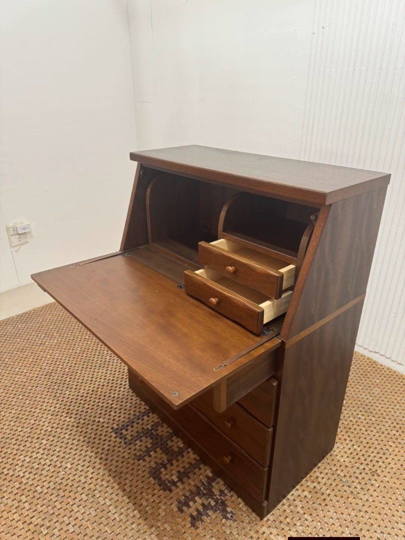 Study Table (Category: Tables & Sets) located in Meycauayan. Submitted by marygracecasimiro (Listing ID 1454213001, Image 3). Description: Traditional Drop-Front Writing Desk with Storage Drawers Price: 11,500 L33.5 x W17/30 x H43.5/29 In good condition💚.