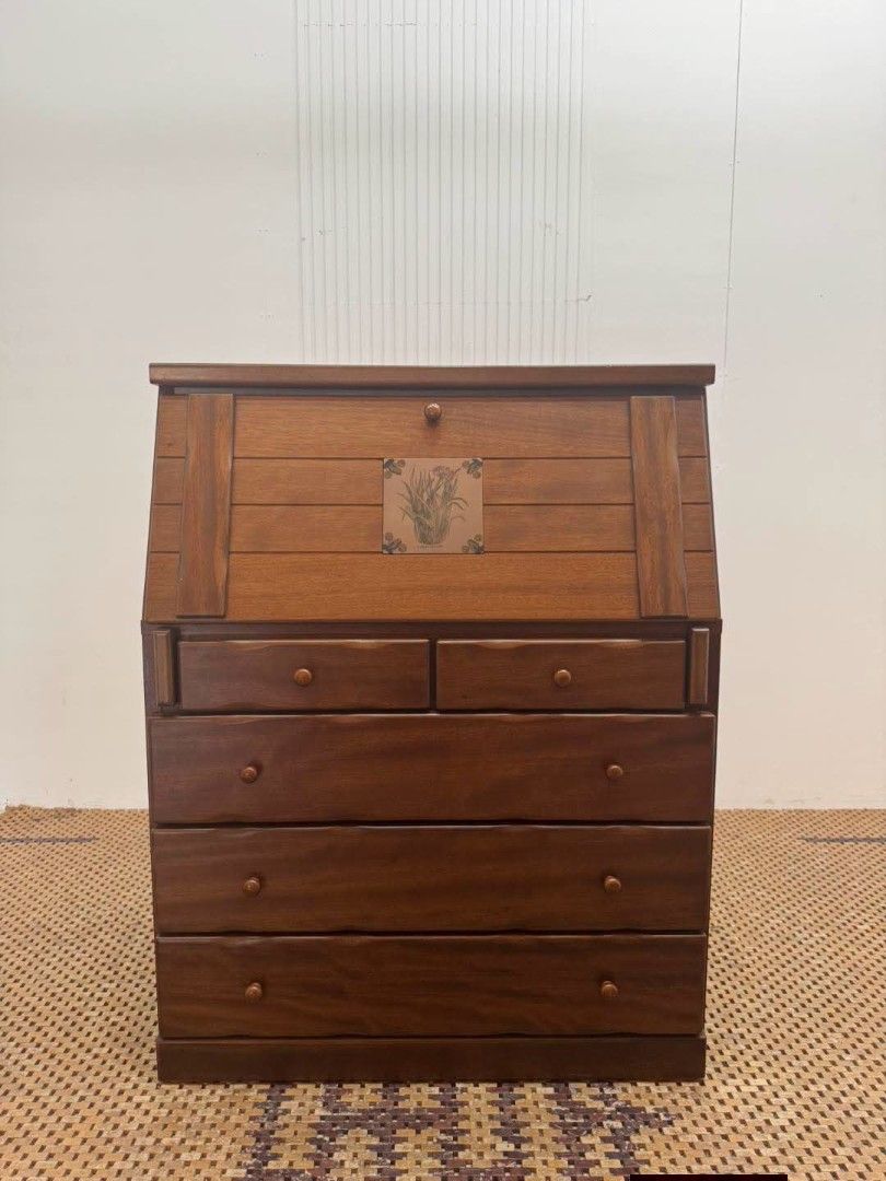 Study Table (Category: Tables & Sets) located in Meycauayan. Submitted by marygracecasimiro (Listing ID 1454213001, Image 1). Description: Traditional Drop-Front Writing Desk with Storage Drawers Price: 11,500 L33.5 x W17/30 x H43.5/29 In good condition💚.