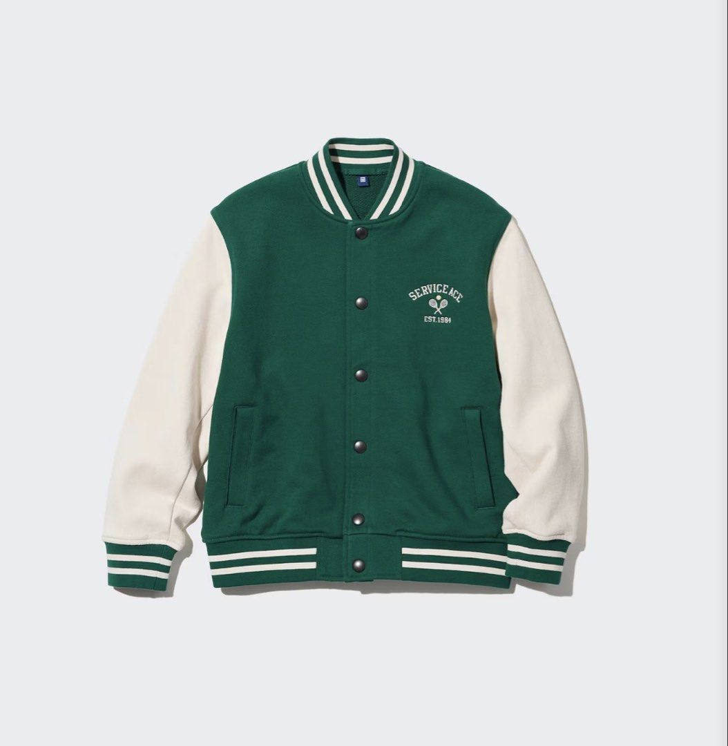 UNIQLO VARSITY SWEAT STADIUM JACKET (Category: Coats, Jackets and Outerwear) located in Cabanatuan. Submitted by geleen.declutter (Listing ID 1454199191, Image 2). Description: Size 150 (Kids) | Also a good fit on women's Signs of wear but no issues (stains, holes) .