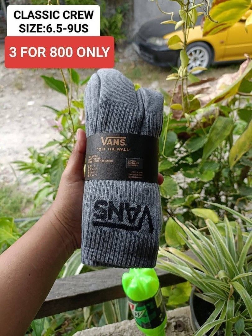 Vans Classic Crew Socks 3 Pairs for 800 (Category: Socks) located in Cavite. Submitted by wafull29 (Listing ID 1454213143, Image 1). Description: Vans Classic Crew Socks. Available in sizes 6.5-9 US. Get 3 pairs for only 800. Great deal for everyday wear. Comfortable and stylish..