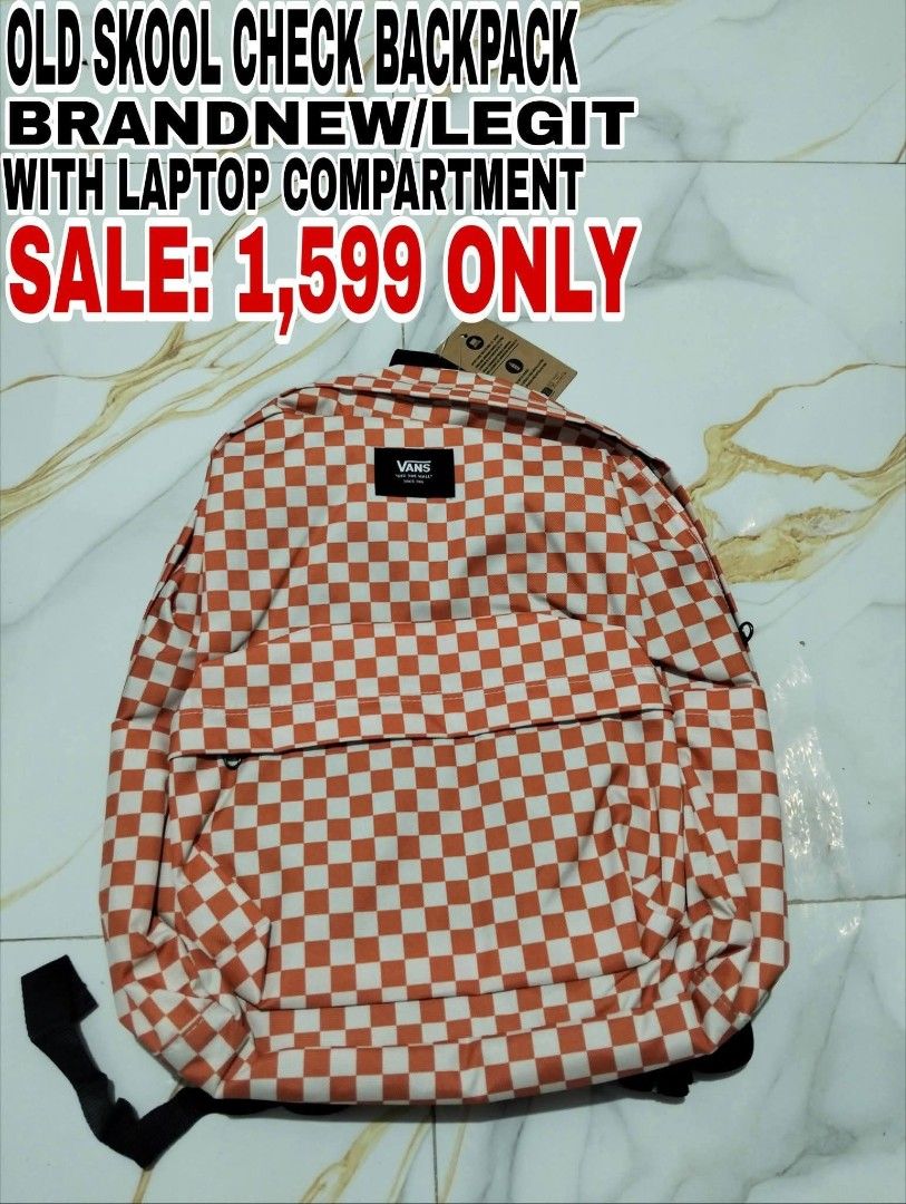 Vans Old Skool Check Backpack with Laptop Compartment (Category: Backpacks) located in Cavite. Submitted by wafull29 (Listing ID 1454213661, Image 1). Description: - Brand new and legit Vans Old Skool backpack - Classic checkerboard pattern - Dedicated laptop compartment - Ideal for school or everyday use - Selling at a great price.