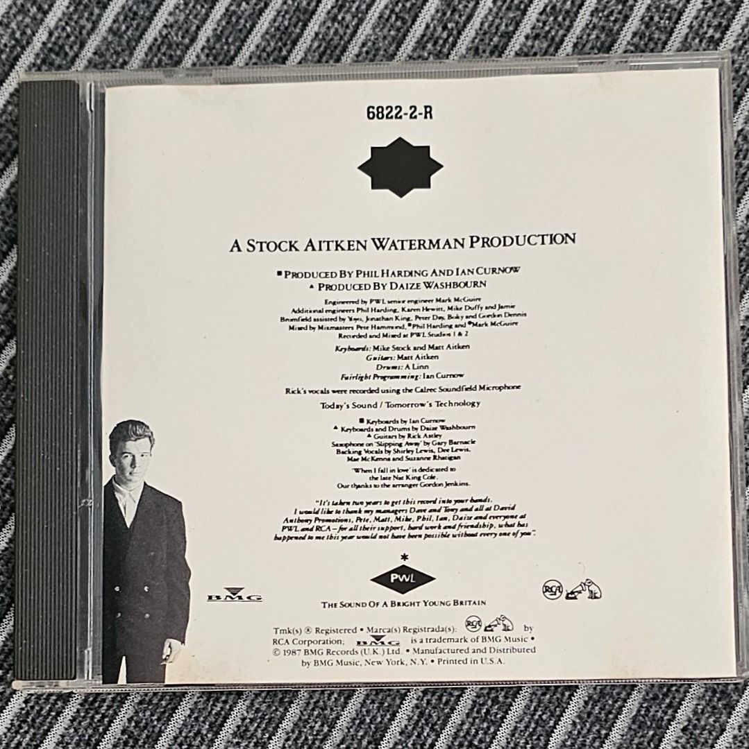🌟 🇺🇸 [CD Album] Rick Astley – Whenever You Need Somebody (Category: CDs & DVDs) located in Singapore. Submitted by strangecell (Listing ID 1454371360, Image 2). Description: Many more Various Genres: https://www.carousell.sg/p/1253907759 Electronic Dance, EDM, DJ Mix: https://carousell.com/p/1035784902 Easy Listening, Funk Soul, Lounge, Jazz, New Age, Chill-out: https://carousell.com/p/1028943398 ************************************** Self-col