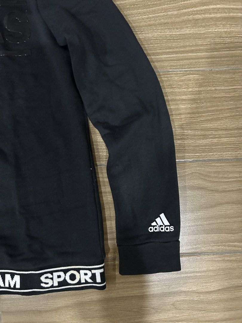 Adidas Black Crewneck Sweatshirt (Category: Longsleeves) located in San Juan City. Submitted by curatedbymae (Listing ID 1454393615, Image 3). Description: Item: Adidas Black Crewneck Sweatshirt Size: S (true to size) Mode of payment: GCASH/MAYA Shipping: Grab/Lalamove/J&T (Buyer will shoulder shipping fees.).