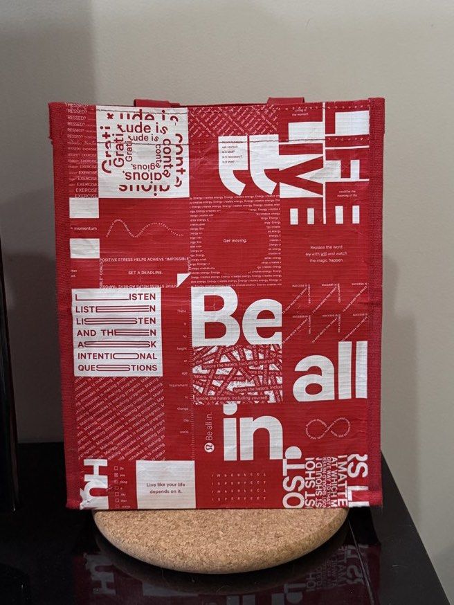 Authentic Lululemon Reusable Manifesto Eco Bag (Category: Tote Bags) located in Makati City. Submitted by themindyl (Listing ID 1454464115, Image 1). Description: .