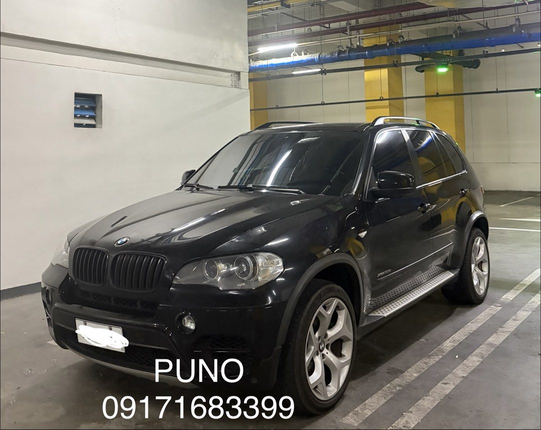 BMW X5 3.0 (A) (Category: Used Cars) located in Quezon City. Submitted by punomillton (Listing ID 1454539391, Image 1). Description: BMW X5 “E70” 3.0d Black Sapphire Metallic 2011 105,000km mileage/odometer 2 original keys With manual booklets and handbook. Casa maintained since day 1. Every 10,000km change oil, With receipts. Engine: N57 Stock staggered wheel set.(Quite few) Stock LCI tail lights. For the headlights, I had the projector replaced
