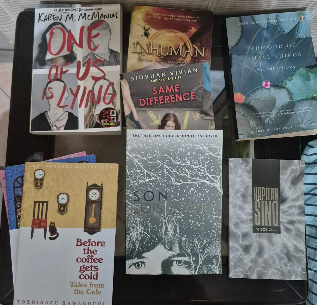 [BOOKS] decluttering (Category: Storybooks) located in Manila. Submitted by ornadarizi48211 (Listing ID 1454429514, Image 2). Description: Rfs: saving up + need funds mop: cash, gcash mod: lalamove or j&t (shipping fee to be handled by the buyer) for meetup: along taft or carriedo/recto - The God of Small Things by Arundhati Roy (Php 100) - Kapitan Sino by Bob Ong (Php 200) - Same Difference by Siobhan Vivian (Php 150) - Inhuman by Kat Falls (Php