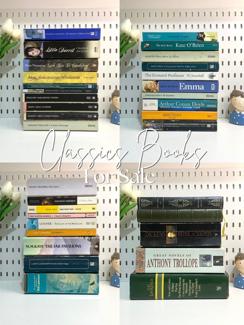 Classic Preloved Books For Sale (Category: Storybooks) located in Tarlac. Submitted by elcutesy777 (Listing ID 1454397252, Image 1). Description: Pricelist: framley parsonage - ₱130 great expectations - ₱150 moll flanders - ₱120 barchester towers - ₱150 under the greenwood tree - ₱140 wessex tales - ₱160 more shakespearean whodunnits - 90 lark rise to landleford - ₱130 the mystery of edwin drood - ₱120 little dorrit - 150 cranford other stories -
