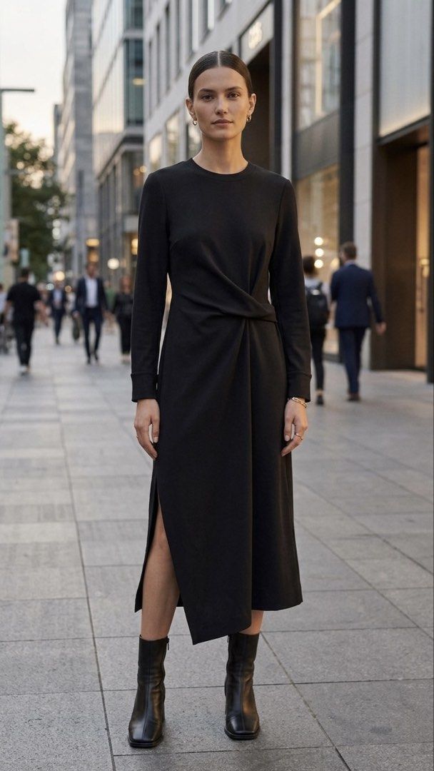 Cos black long dress (Category: Dresses) located in Manila. Submitted by morningthrifters (Listing ID 1454523737, Image 1). Description: Cos longsleeves black long dress Small-medium size Nice in actual .