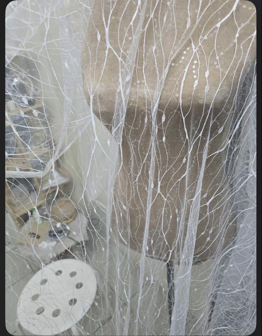 Custom Lace Bridal Veil! (Category: Hair Accessories) located in Pasig City. Submitted by x.declutter (Listing ID 1454511096, Image 2). Description: - Long white wedding veil - Delicate lace trim with floral appliques - Scattered sequins for sparkle - Beautiful, intricate fabric pattern - Perfect for your bridal look - Ideal for your special day -measurement: 120 inches width, 5 Yards long - I paid 20k for this custom veil as I wanted to be uniqu