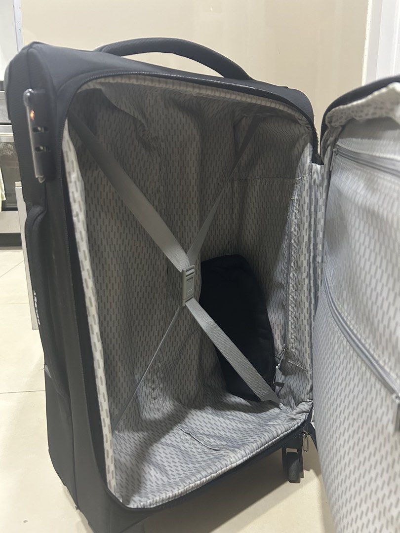 Delsey Black Softside Spinner Luggage (Category: Luggage) located in Cebu City. Submitted by hazel19472812 (Listing ID 1454477464, Image 3). Description: - Black Delsey softside spinner luggage - Integrated TSA combination lock for security - Interior straps to keep your belongings in place - Convenient front pocket for quick access - Smooth-rolling spinner wheels for easy maneuverability - Ideal for all your travel needs.