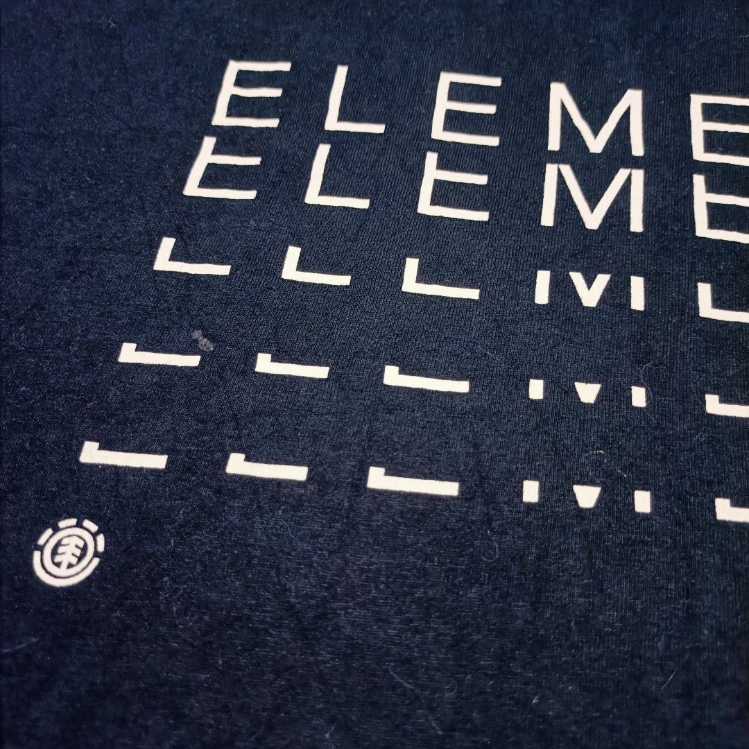 Element (Category: Tshirts & Polo Shirts ) located in Manila. Submitted by nye.seller (Listing ID 1454519619, Image 3). Description: - Navy blue Element t-shirt - Features 'Forces of Nature' graphic print on front - Size: XL/TG - 24x31.5 - Material: 100% Cotton - Care: Machine washable - Ideal for casual wear.