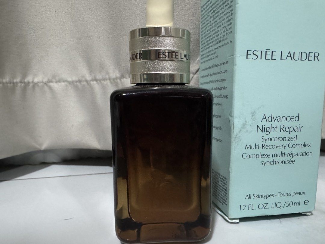 Estee Lauder Advanced Night Repair Serum 50ml (Category: Face Care) located in Manila. Submitted by decluterthings888 (Listing ID 1454486594, Image 3). Description: - Estee Lauder Advanced Night Repair Synchronized Multi-Recovery Complex - 50ml bottle - Suitable for all skin types - Ideal for nighttime skin repair - Apply on clean skin before moisturizer 15-20% LEFT ( around 4-8 uses) .