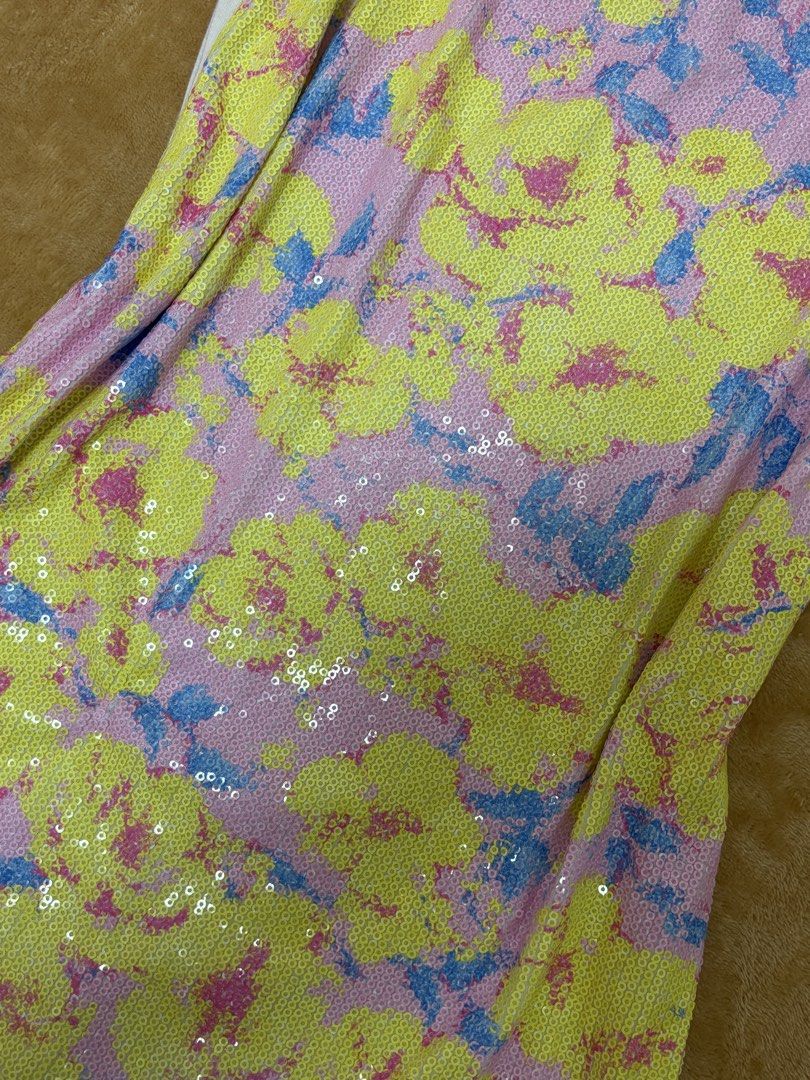 Floral Sequin Top (Category: Sleeveless) located in Manila. Submitted by lovedbynabix (Listing ID 1454413409, Image 3). Description: Cute floral sequin tank top. Yellow, pink, blue flowers on light background. Sleeveless. Perfect for casual wear with jeans or shorts..