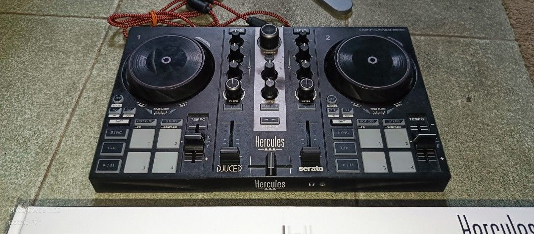 Hercules DJControl Inpulse 200 MK2 DJ Controller with Laptop Stand (Category: Other Audio Equipment) located in General Trias. Submitted by gothic_19 (Listing ID 1454406647, Image 2). Description: Includes Serato DJ Intro software - Ideal for aspiring DJs and beginners - Comes with original box and all packaging - Ready for immediate use Honest Issue: gain knob drifting nagdi decrease volume sa dj software pihitin mo lang pakanan para mag increas