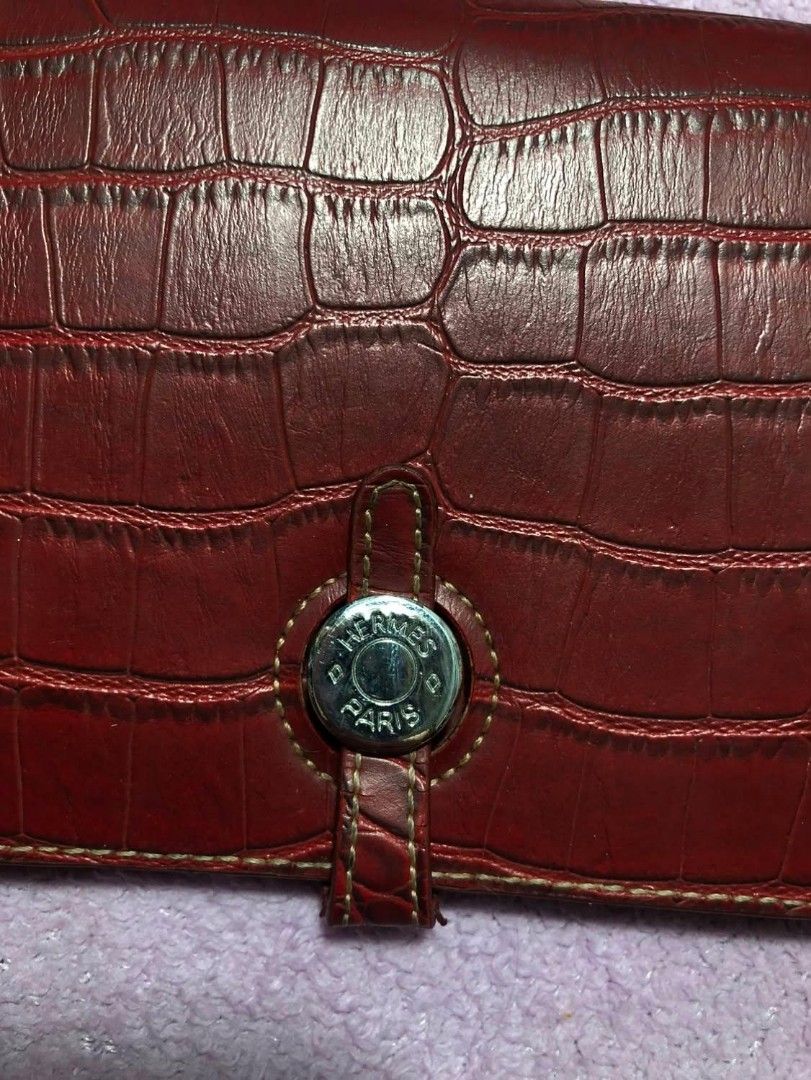 Hermes Paris Red Croc Embossed Leather Wallet (Category: Luxury Bags & Wallets) located in Manila. Submitted by kuyanyo (Listing ID 1454458643, Image 3). Description: - Genuine red leather wallet - Embossed croc texture - Silver snap closure with Hermes Paris engraving - Multiple interior card slots and compartments - A timeless accessory for your daily essentials DM IF INTIRESTED .