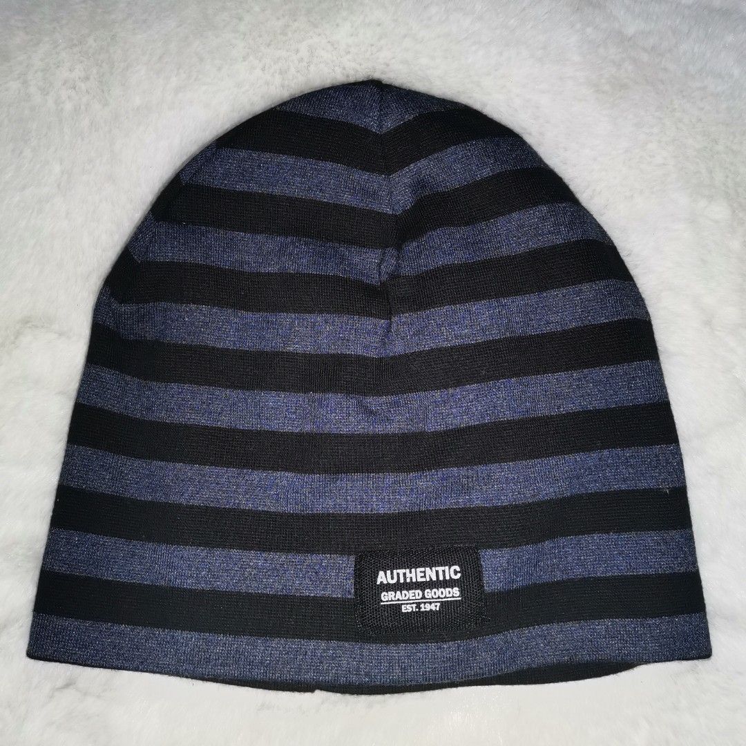 H&M Striped Beanie Hat (Category: Babies & Kids Fashion) located in Quezon City. Submitted by heybailey (Listing ID 1454422522, Image 1). Description: - Brand: H&M - Color: Blue and Black Stripes - Size: 134/170 (fits 8-14 years) - Origin: Made in Turkey - Features: Great for keeping warm, simple design.
