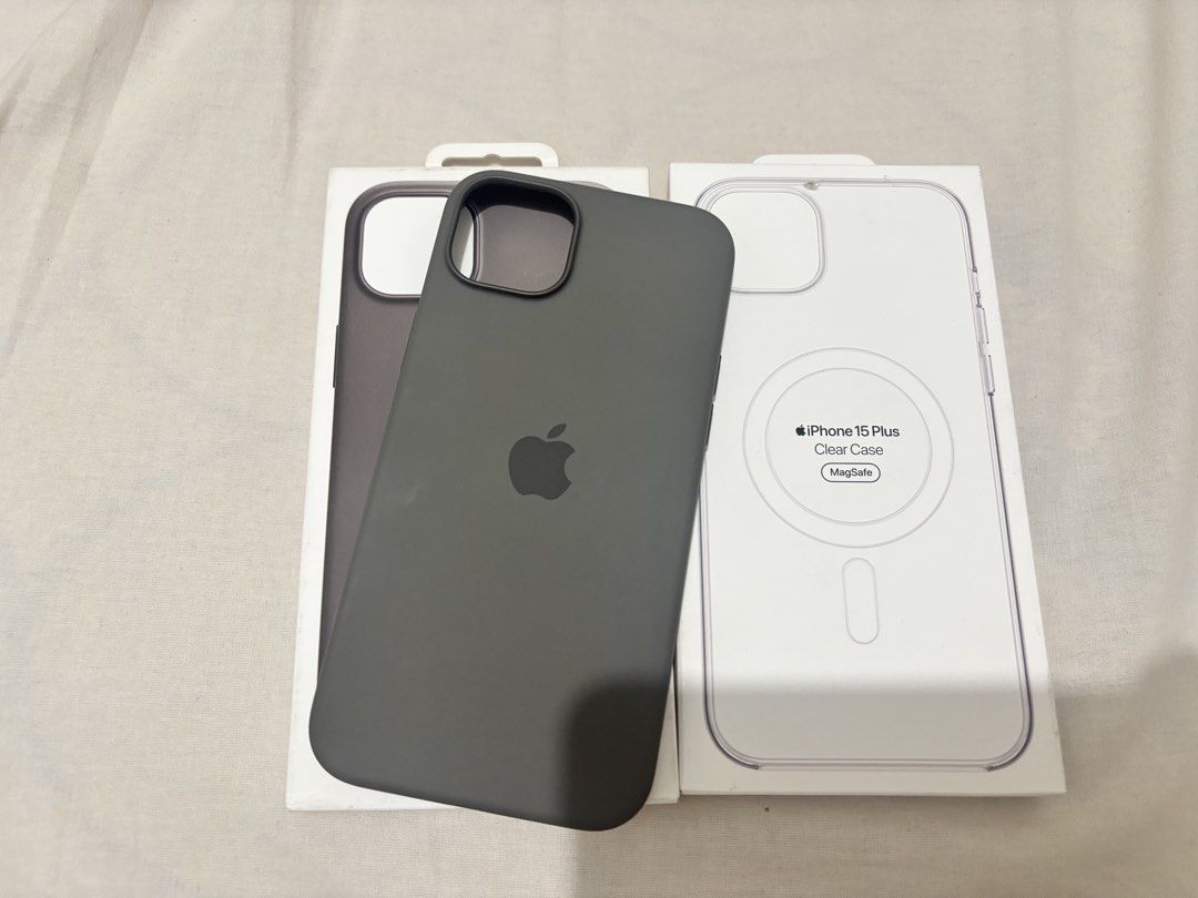 IPhone 15 Plus Silicon Case and Clear Case (Category: Cases & Sleeves) located in Quezon City. Submitted by ccloset_ (Listing ID 1454458934, Image 2). Description: Take All: ₱1,150 Per Piece: ₱600 -All original -Clear case is unopened/unused -Silicone case is opened but used only once -Both are in good condition and well taken care of.
