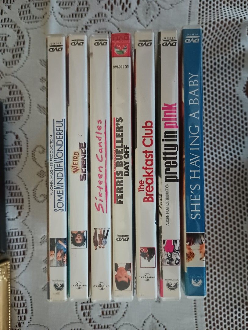 John Hughes DVD Collection (Category: CDs & DVDs) located in Las Pinas. Submitted by preloved_manila (Listing ID 1454453825, Image 3). Description: Purchased at Tower Records ATC. Pretty In Pink She's Having A Baby The Breakfast Club Ferris Bueller's Day Off Sixteen Candles Weird Science Some Kind of Wonderful.