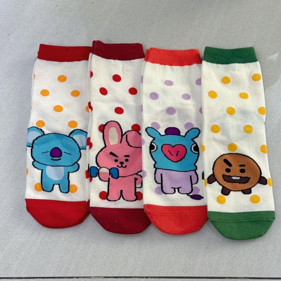 Korean socks-Bt21 Polka Dots Design-iconic socks (Category: Socks & Tights) located in Manila. Submitted by trendphile (Listing ID 1454454794, Image 1). Description: SOLD AS PER PAIR Product Information: ✔️1 Pair of socks 🏷 with tag ✔️Socks Size: adult free size (size 5-10) ☑️Legit Seller 🚚Lalamove Pick Up 📍Location: Binondo Area Mop: Gcash/Bank Transfer.