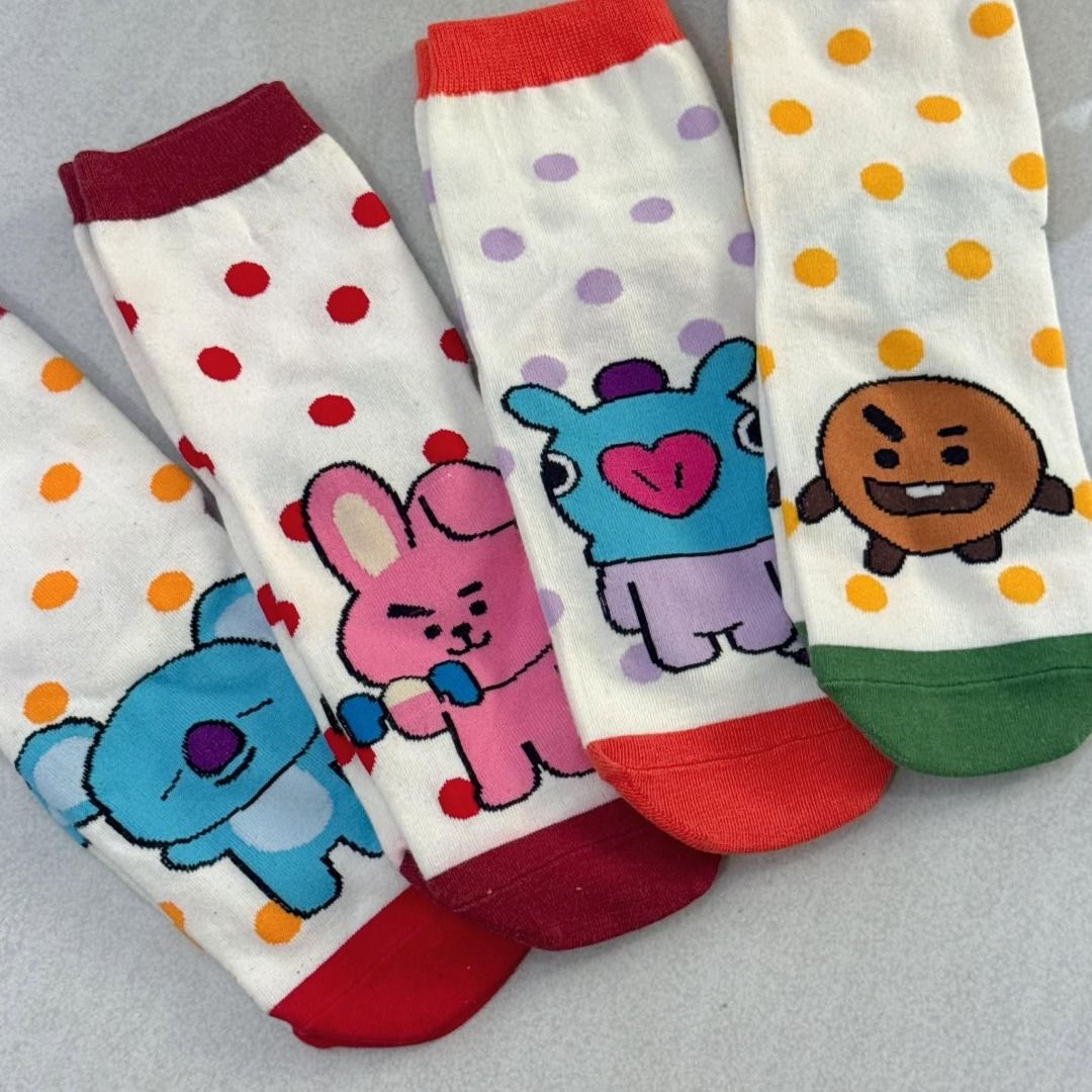 Korean socks-Bt21 Polka Dots Design-iconic socks (Category: Socks & Tights) located in Manila. Submitted by trendphile (Listing ID 1454454794, Image 2). Description: SOLD AS PER PAIR Product Information: ✔️1 Pair of socks 🏷 with tag ✔️Socks Size: adult free size (size 5-10) ☑️Legit Seller 🚚Lalamove Pick Up 📍Location: Binondo Area Mop: Gcash/Bank Transfer.