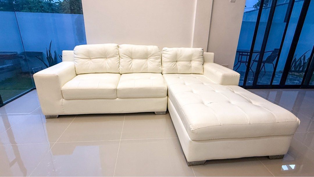 L-Shape Sofa (Category: Sofas) located in Calamba. Submitted by KGB2228 (Listing ID 1454461486, Image 1). Description: ✔️ Spacious and comfortable ✔️ There is a small area of wear on the stitching, as shown in the photos, but overall the sofa remains in good condition. ✔️ We recently upgraded our living room sofa, making this one available for sale. 💰 Price: ₱25,000 📍 Location: Calamba Laguna 📏 Dimensions: L265xW159xH76 🚚 Pick-up/Delivery: Bu