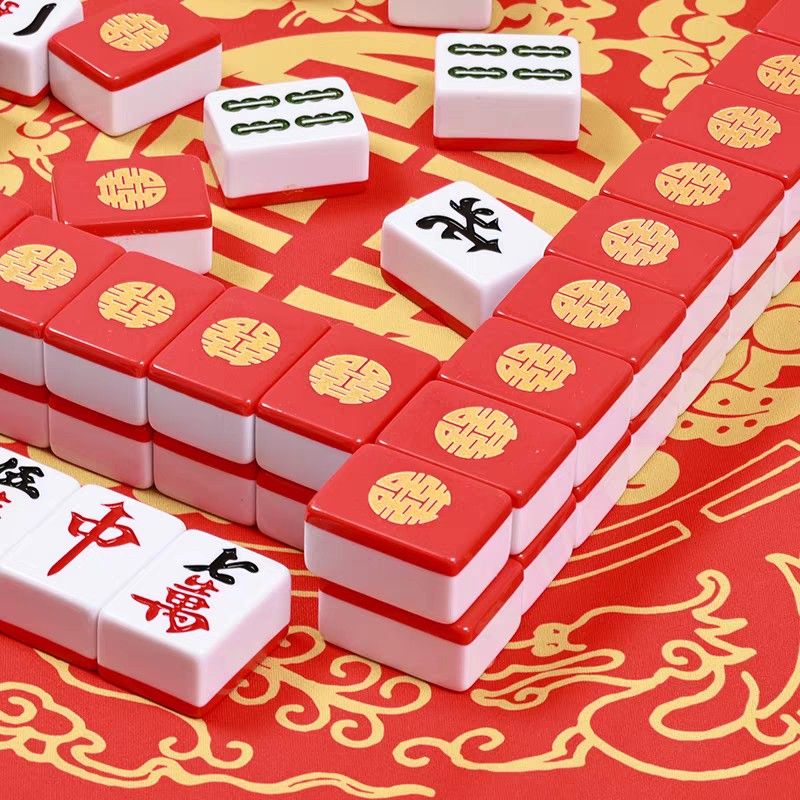 Lucky Wedding Mahjong Set with Customized Case (Category: Board Games & Puzzles) located in Manila. Submitted by litphilofashion (Listing ID 1454518958, Image 3). Description: - Wedding Mahjong set with leather case -Brand New, still packaged - Vibrant red case featuring the auspicious Double Happiness symbol. - Complete set includes Mahjong tiles, dice, and essential accessories. - Durable and portable design with a convenient handle for easy tr