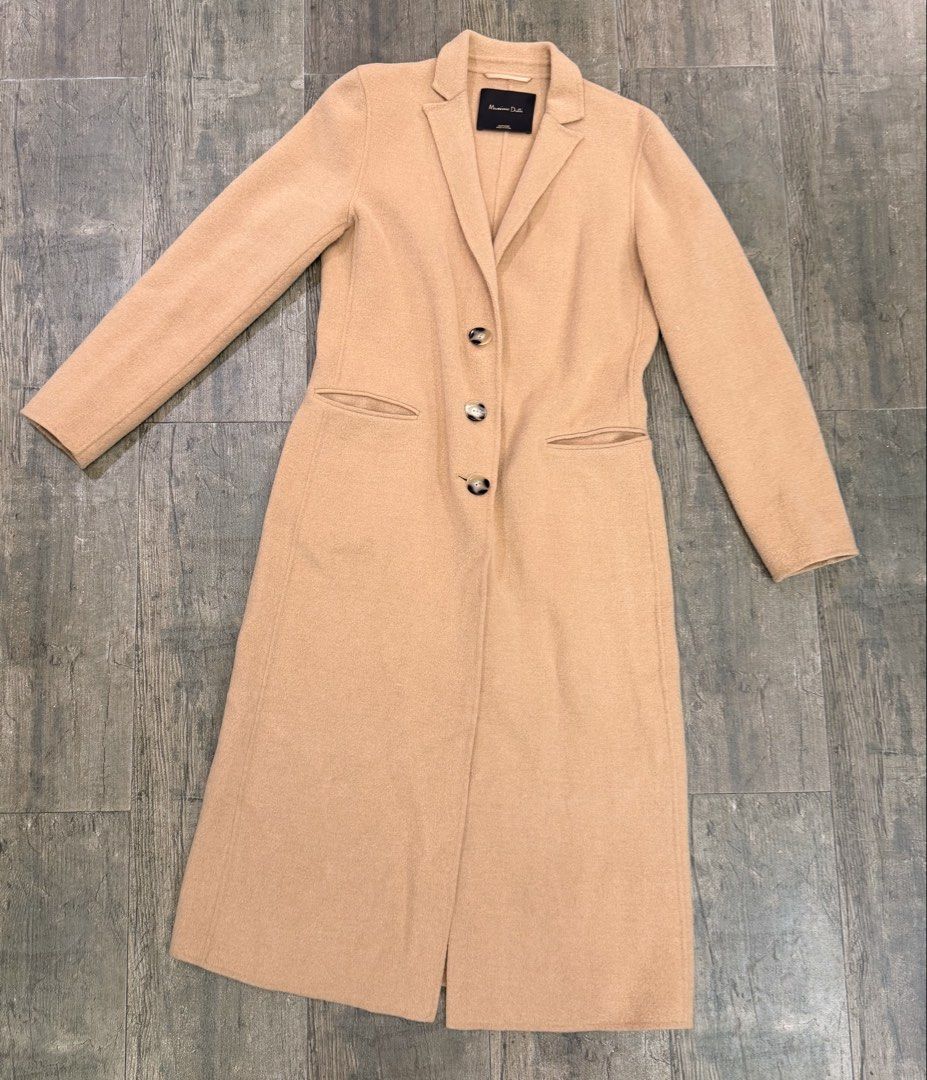 Massimo Dutti long wool coat (Category: Coats, Jackets and Outerwear) located in Quezon City. Submitted by previewgirl (Listing ID 1454514792, Image 2). Description: Massimo Dutti long wool coat Color: Camel - features 3 buttons and 2 front pockets - Made with 80% wool -US4 - Original price at P15k.