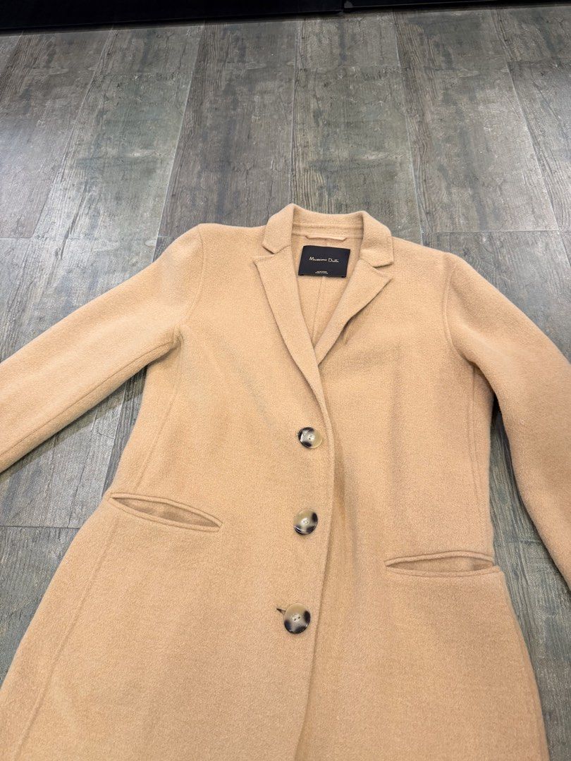 Massimo Dutti long wool coat (Category: Coats, Jackets and Outerwear) located in Quezon City. Submitted by previewgirl (Listing ID 1454514792, Image 3). Description: Massimo Dutti long wool coat Color: Camel - features 3 buttons and 2 front pockets - Made with 80% wool -US4 - Original price at P15k.