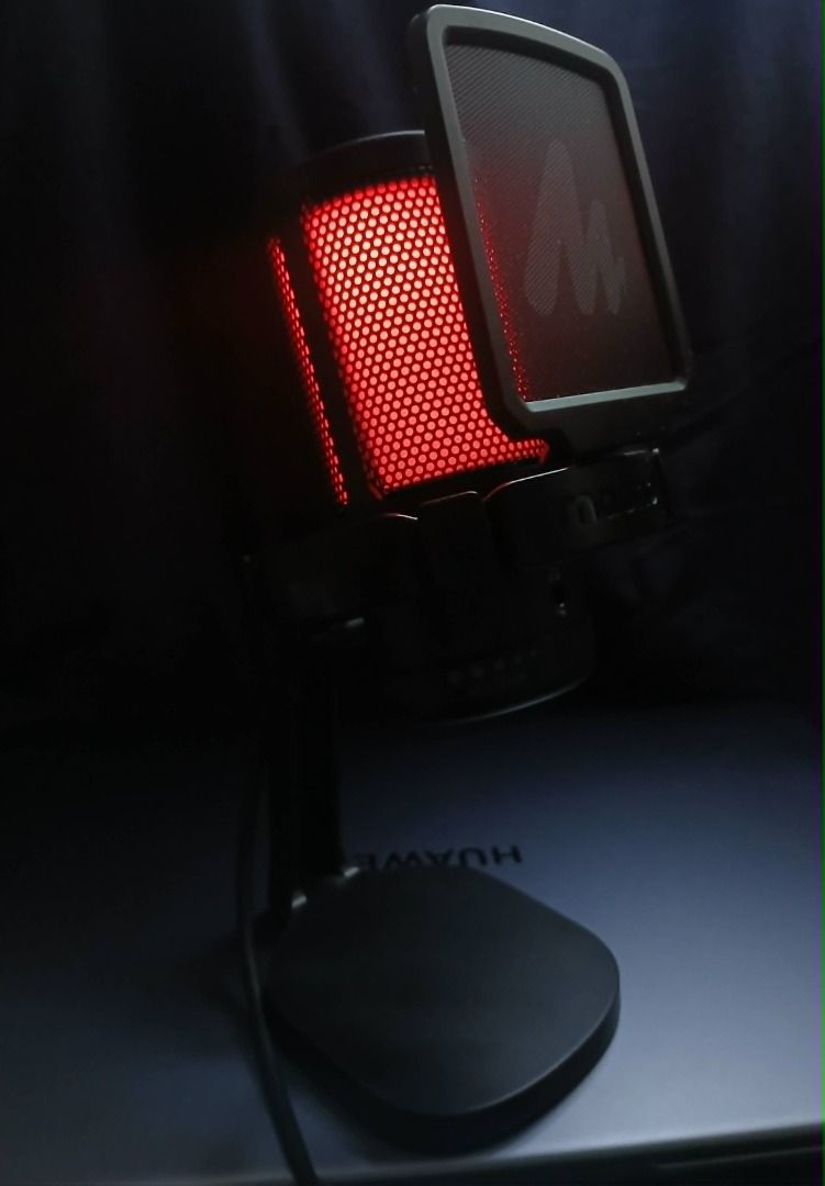 Microphone (Maono DGM20 Model) (Category: Microphones) located in Makati City. Submitted by reyginnn (Listing ID 1454398290, Image 3). Description: - Maono USB Microphone with vibrant RGB lighting effects - Choose from Blue, Red, or Rainbow color options - Comes complete with a sturdy stand and pop filter - Perfect for streaming, gaming, and recording - Easy plug-and-play setup for computers.