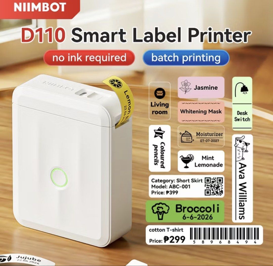 NIIMBOT Smart Label Printer (Category: Printers, Scanners & Copiers) located in San Pablo. Submitted by royalriver_9ee1e7 (Listing ID 1454478104, Image 1). Description: Onhand and Ready to Ship With free 1 roll sticker inside Inkless printing Easily edit in App Bluetooth Complete inclusions 2 boxes available White Color .