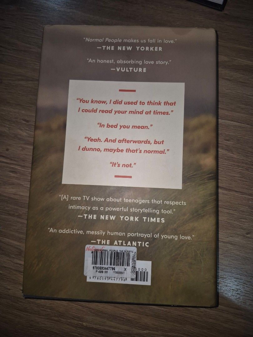 Normal People The Scripts Hulu Original Series Book (Category: Storybooks) located in Manila. Submitted by mira_0130 (Listing ID 1454549143, Image 2). Description: - "Normal People" book - Features quotes and images from the Hulu series - Ideal for fans of the book or the show - A compelling story about love and connection.