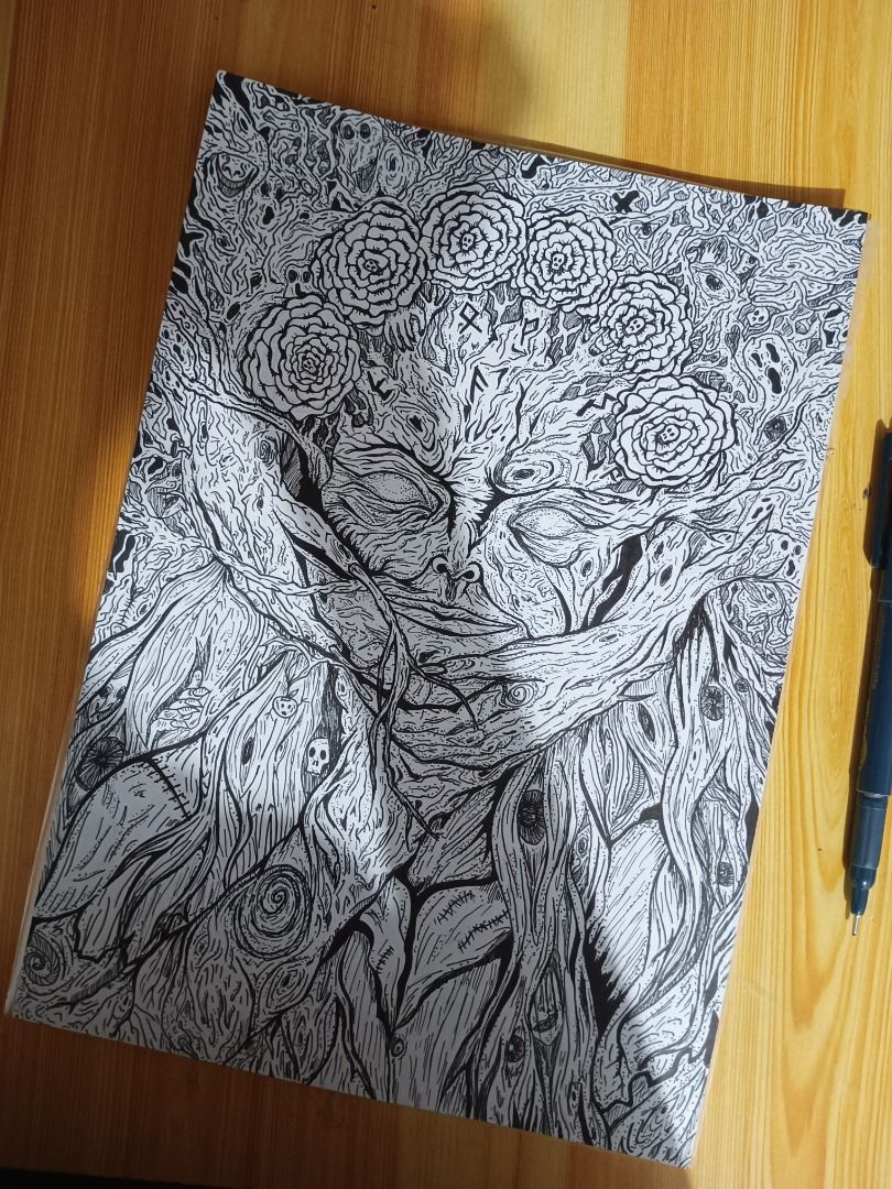 Original Ink Drawing - Mystical Forest Spirit (Category: Art & Prints) located in Caloocan City. Submitted by leiandre_29 (Listing ID 1454537287, Image 3). Description: - Original Hand-drawn ink artwork - Features a mystical forest spirit - Intricate details with a dark, enchanting vibe - Perfect for art collectors or fantasy enthusiasts - Unique, unframed piece.