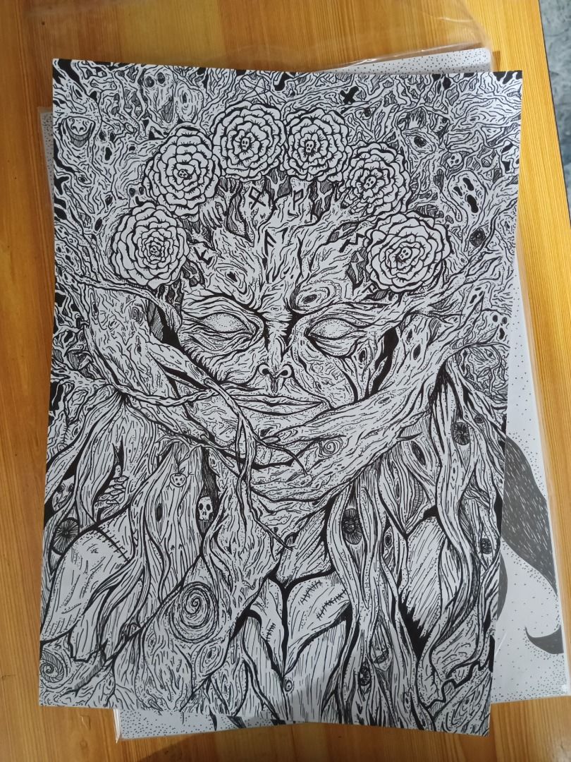 Original Ink Drawing - Mystical Forest Spirit (Category: Art & Prints) located in Caloocan City. Submitted by leiandre_29 (Listing ID 1454537287, Image 2). Description: - Original Hand-drawn ink artwork - Features a mystical forest spirit - Intricate details with a dark, enchanting vibe - Perfect for art collectors or fantasy enthusiasts - Unique, unframed piece.
