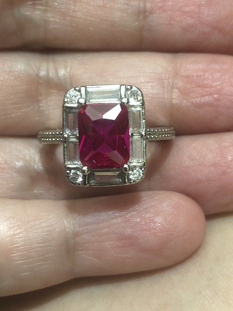 Pretty Lab Pink Ruby Ring (Category: Rings) located in Quezon City. Submitted by thestoreofhappinessph (Listing ID 1454551117, Image 2). Description: Lab stone pink ruby is uv reactive and the cut is emerald cut . Size is adjustable MOP GCash Ships via Jnt No COD.